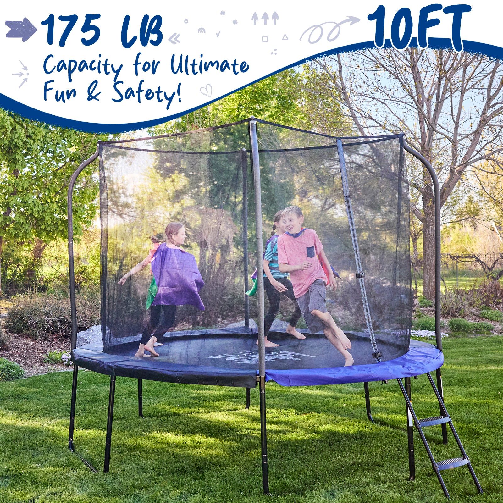 123Jump Round Trampoline with Ladder