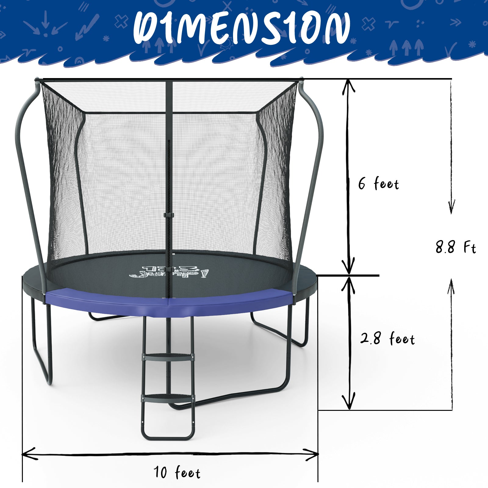 123Jump Round Trampoline with Ladder