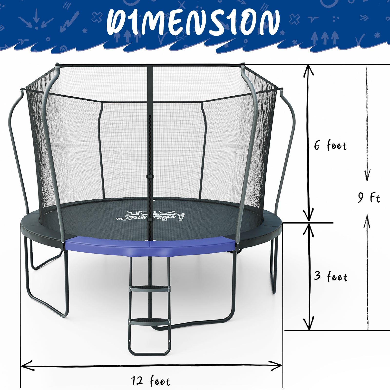 123Jump Round Trampoline with Ladder