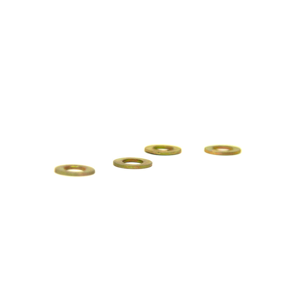 Four M6 washers seen from a side angle.