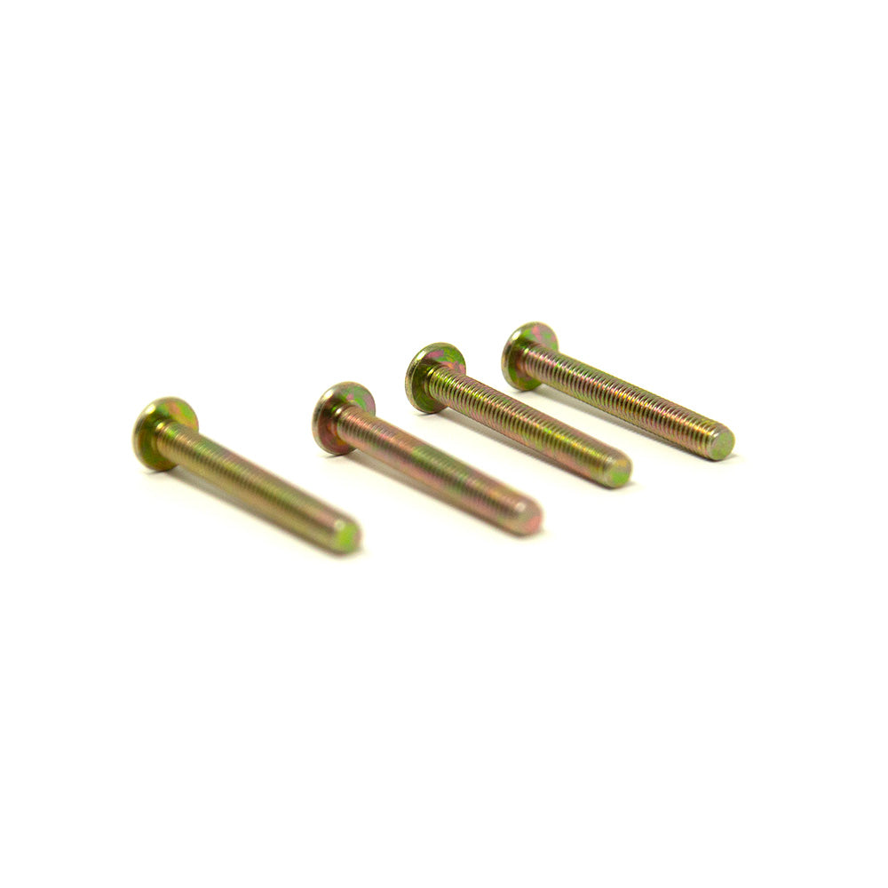 Four golden-colored bolts seen from behind.