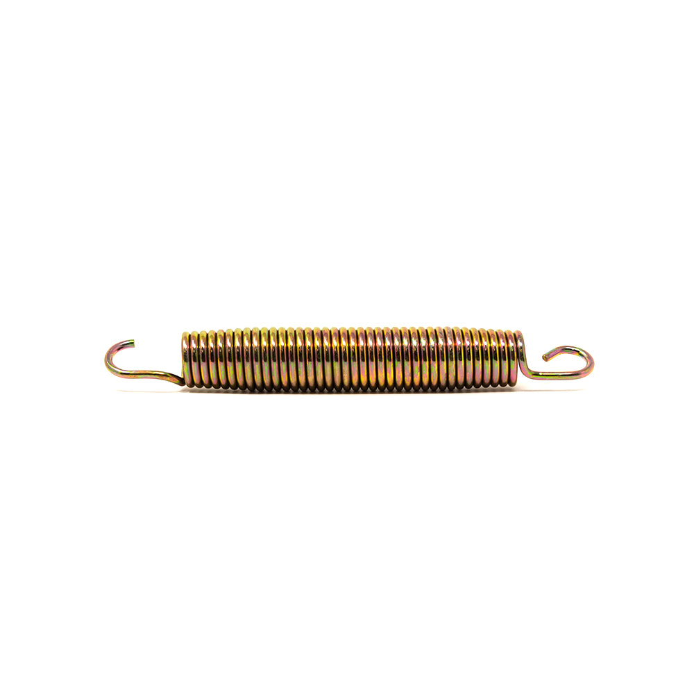 Shiny galvanized steel spring that is 7 inches long.