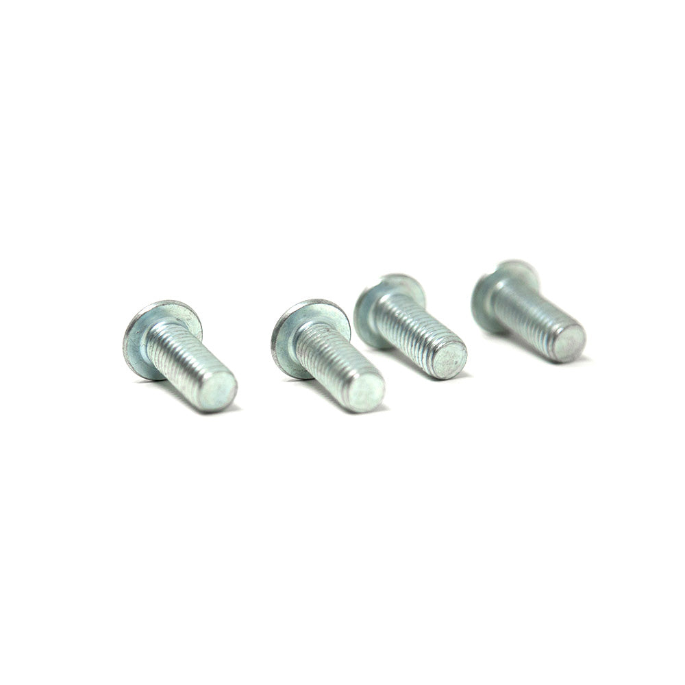 View of four M8x20mm button bolts from behind.