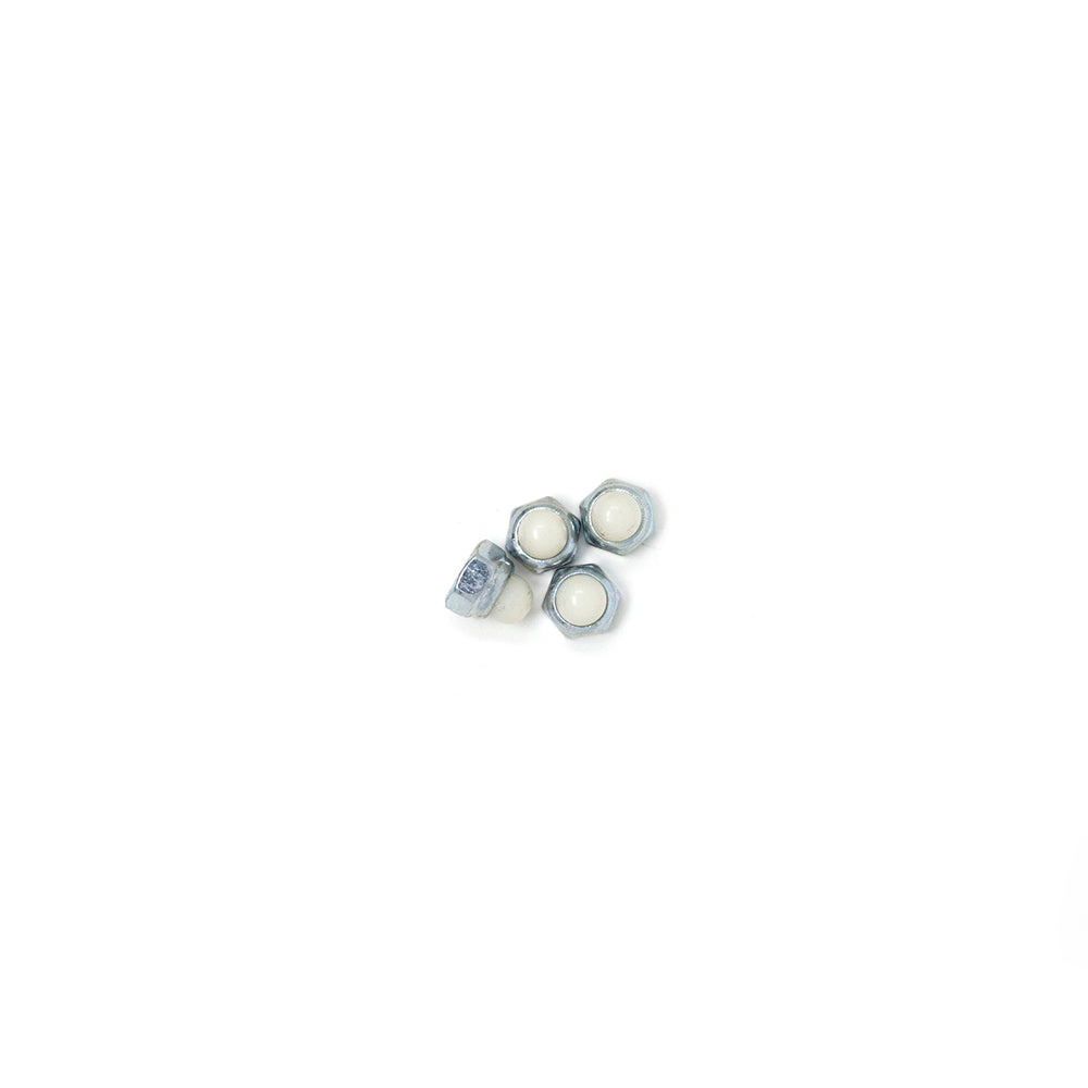 The M6 nuts are silver on the edges and white in the middle.