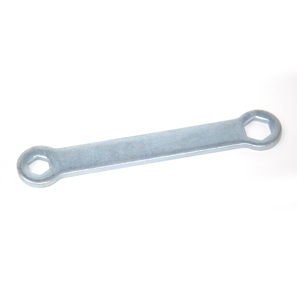 Wrench with two sized ends.