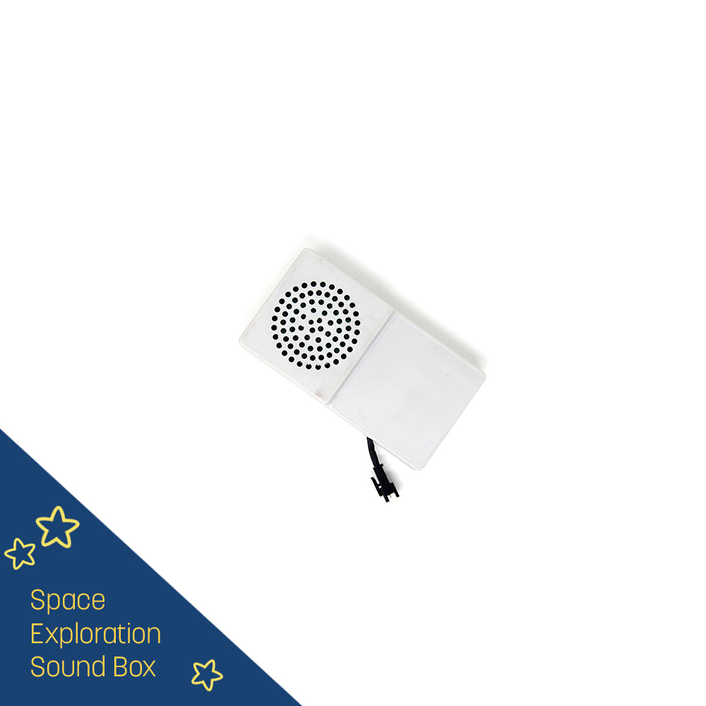 Sound box's speaker makes space noises.
