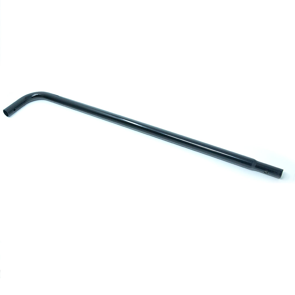 Handlebar corner tube made from galvanized steel with black powder-coat.