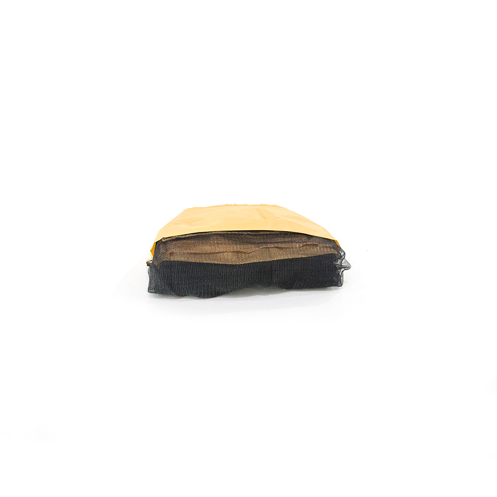 Yellowish-tan frame pad with black enclosure net attached.