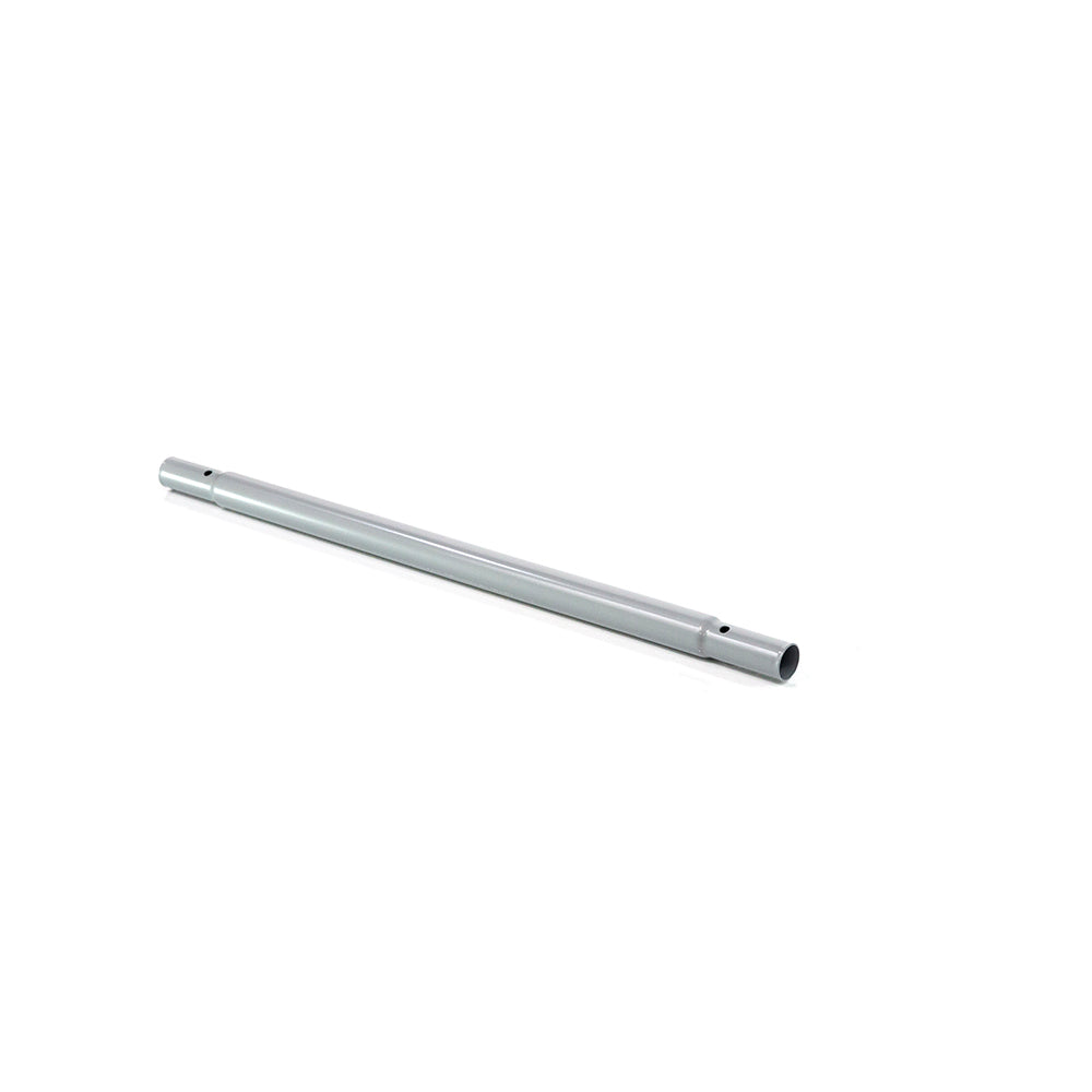 Straight tube has a hole on each end.