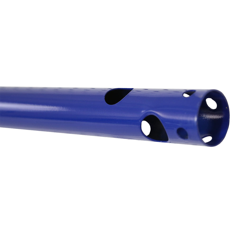 Blue upright pole has multiple poles at the top of it.