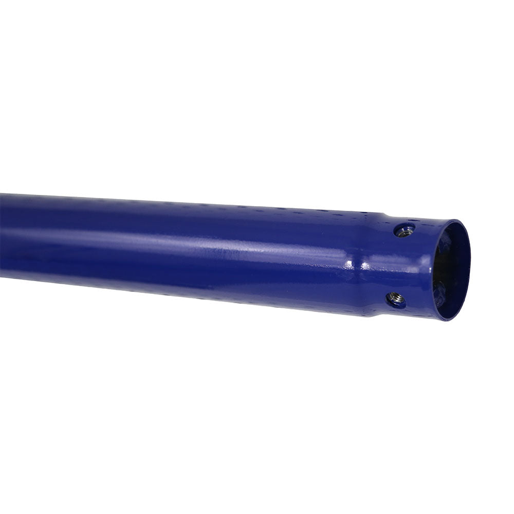 The blue pole has holes for screws.