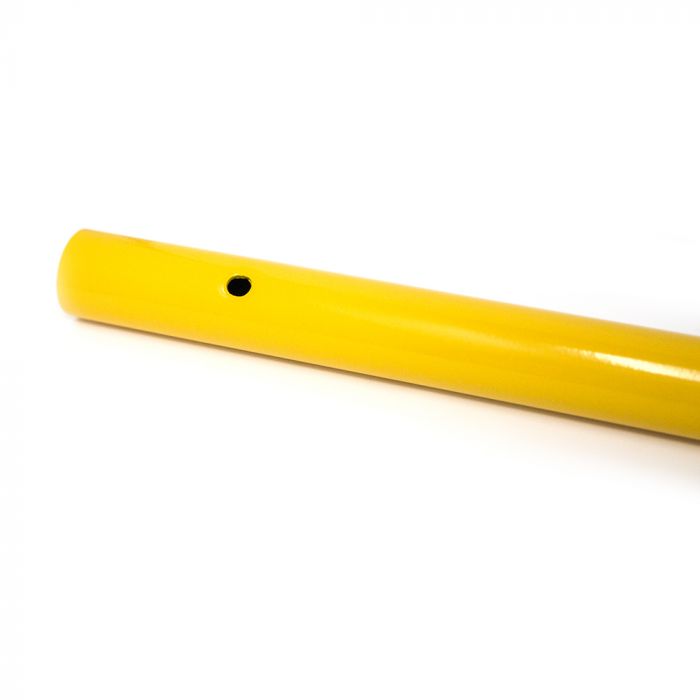Close-up view of the hole on one end of the short cross bar.