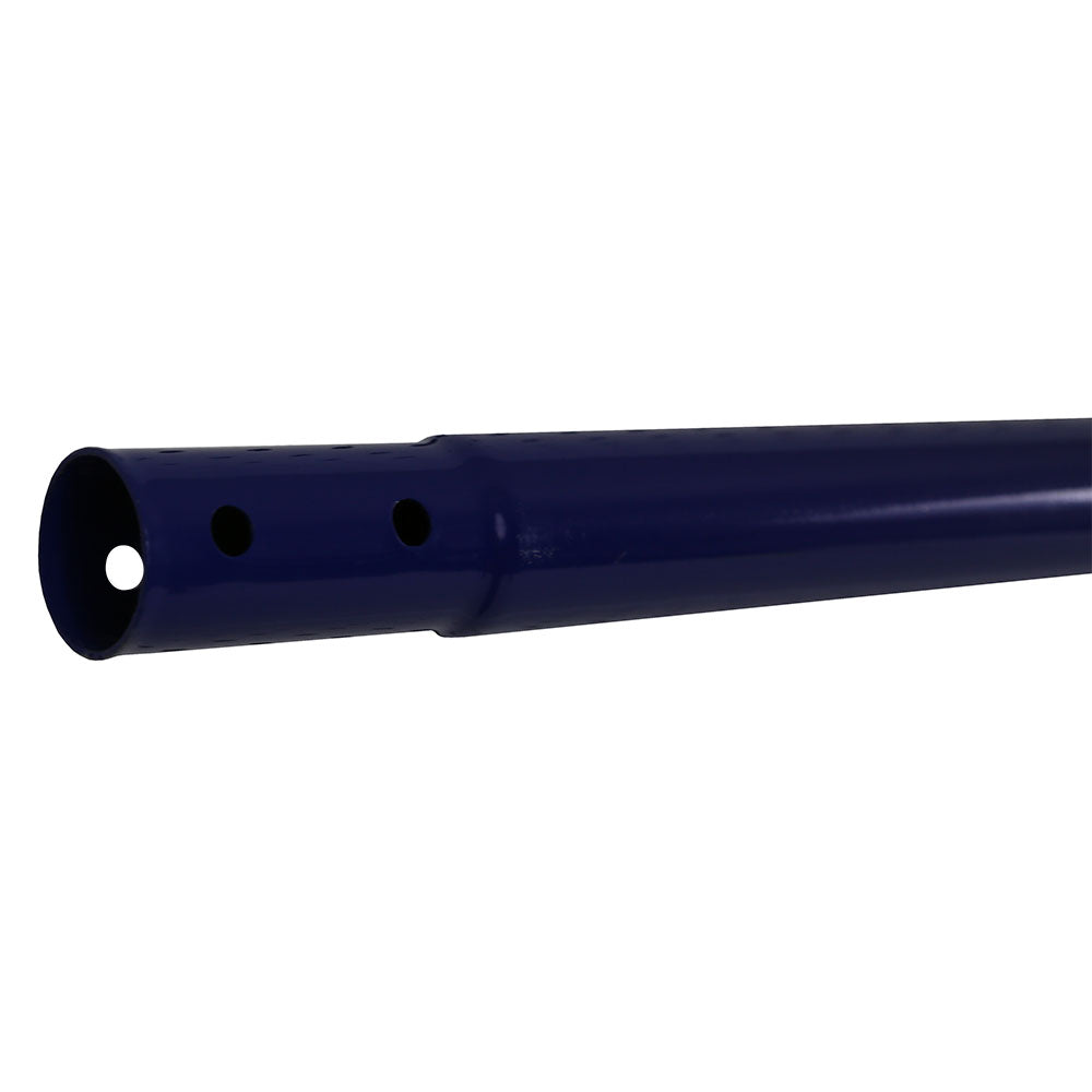 The blue pole is made from powder-coated steel.