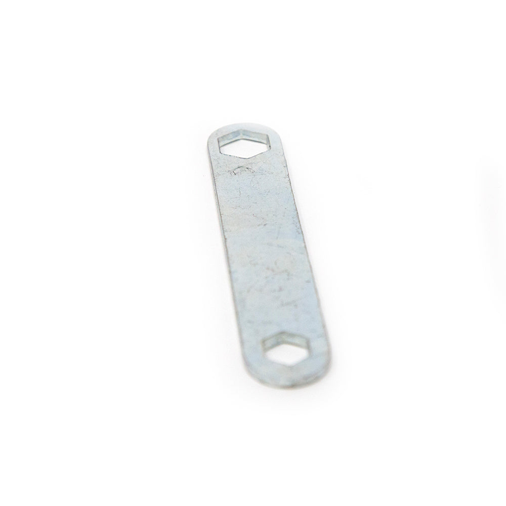 Double sided wrench has two different sizes on it.