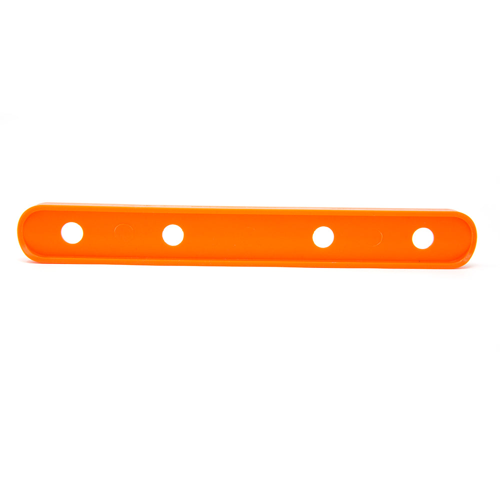 The leg spacer has four holes down the center.