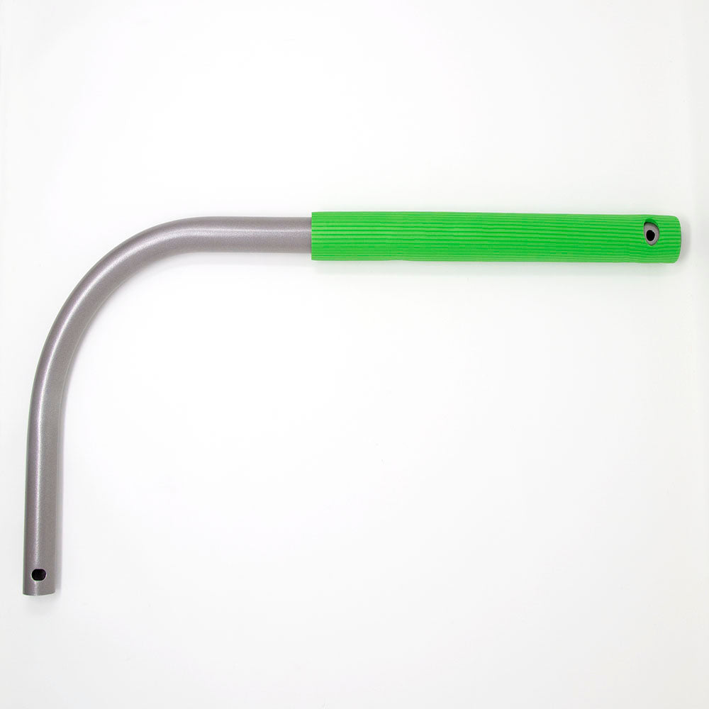 The replacement handlebar part has a hole on both ends.