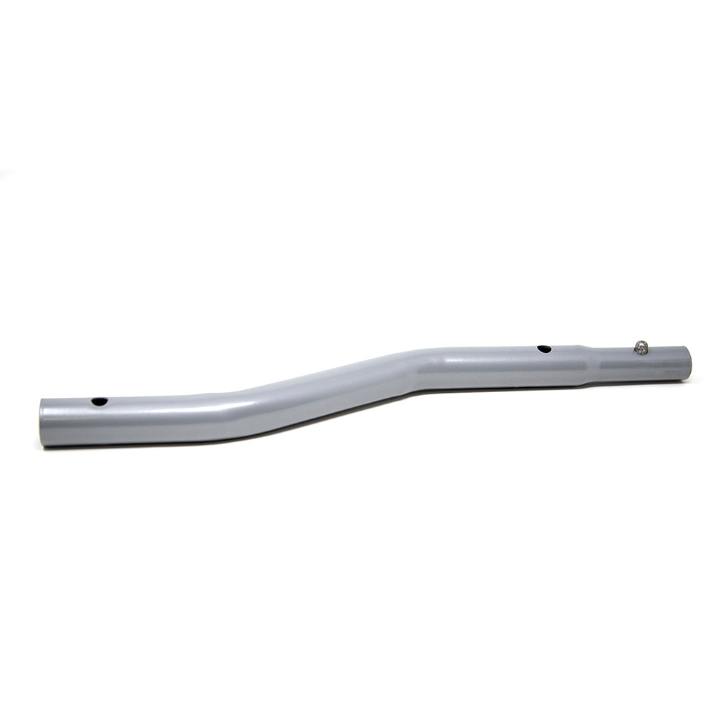 The silver powder-coated tube has a slight bend in the middle.