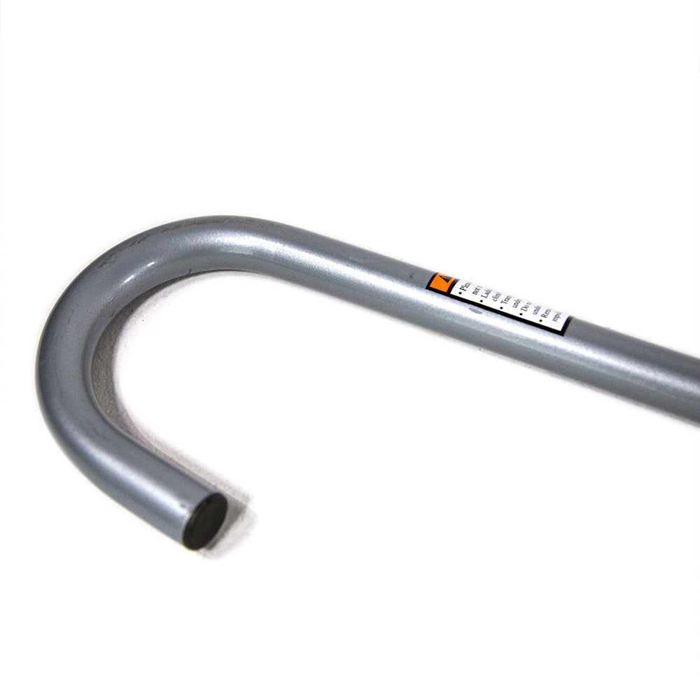 Closer view of the curved end of the frame leg.