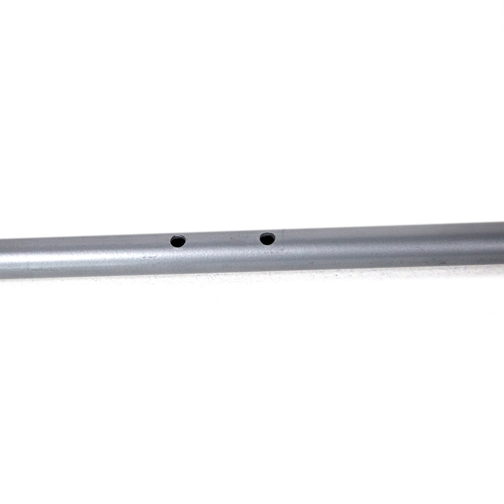 Two holes in the middle of the frame leg.