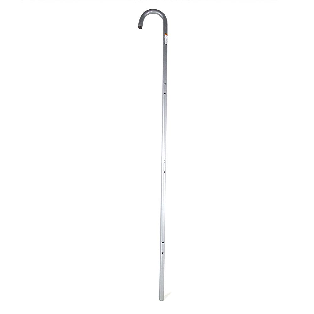 Silver powder-coated ladder frame leg.