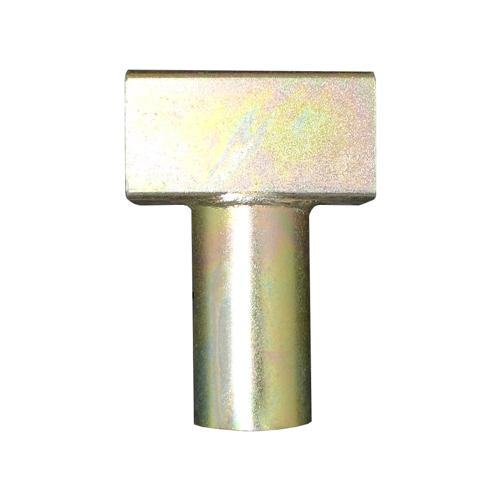 Shiny galvanized steel T-joint.