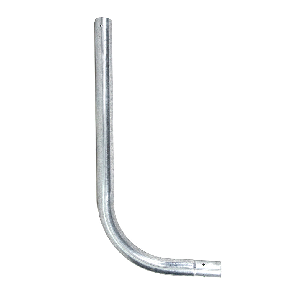 Curved trampoline leg made of galvanized steel.