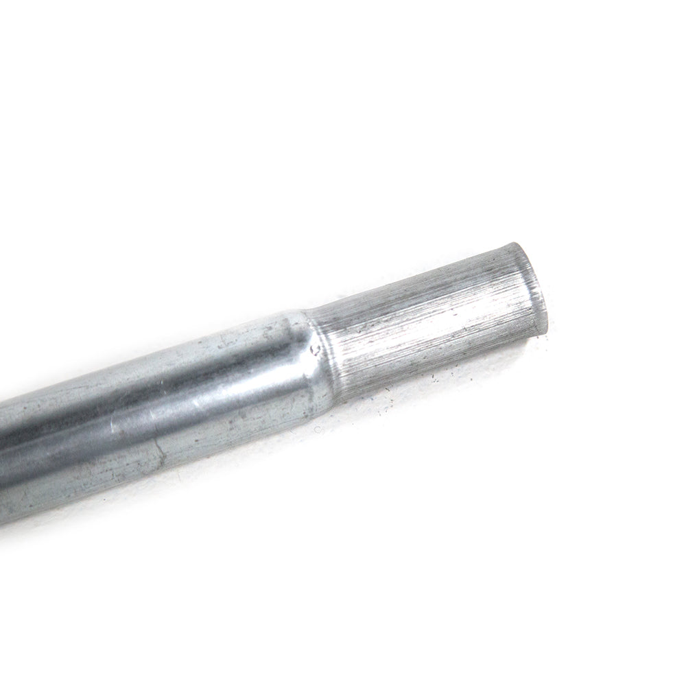 Close-up view of one end of the steel enclosure straight tube.