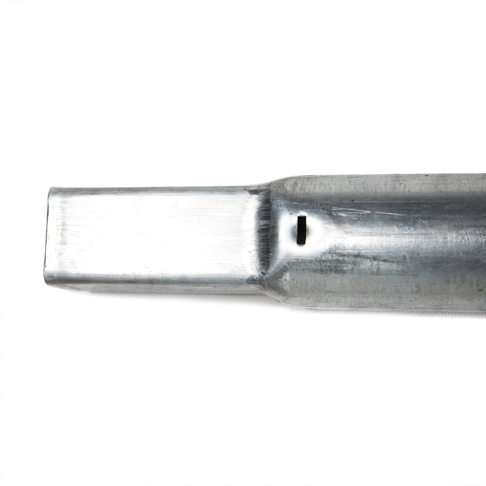 Close-up view of the other squared end of the main frame middle tube.