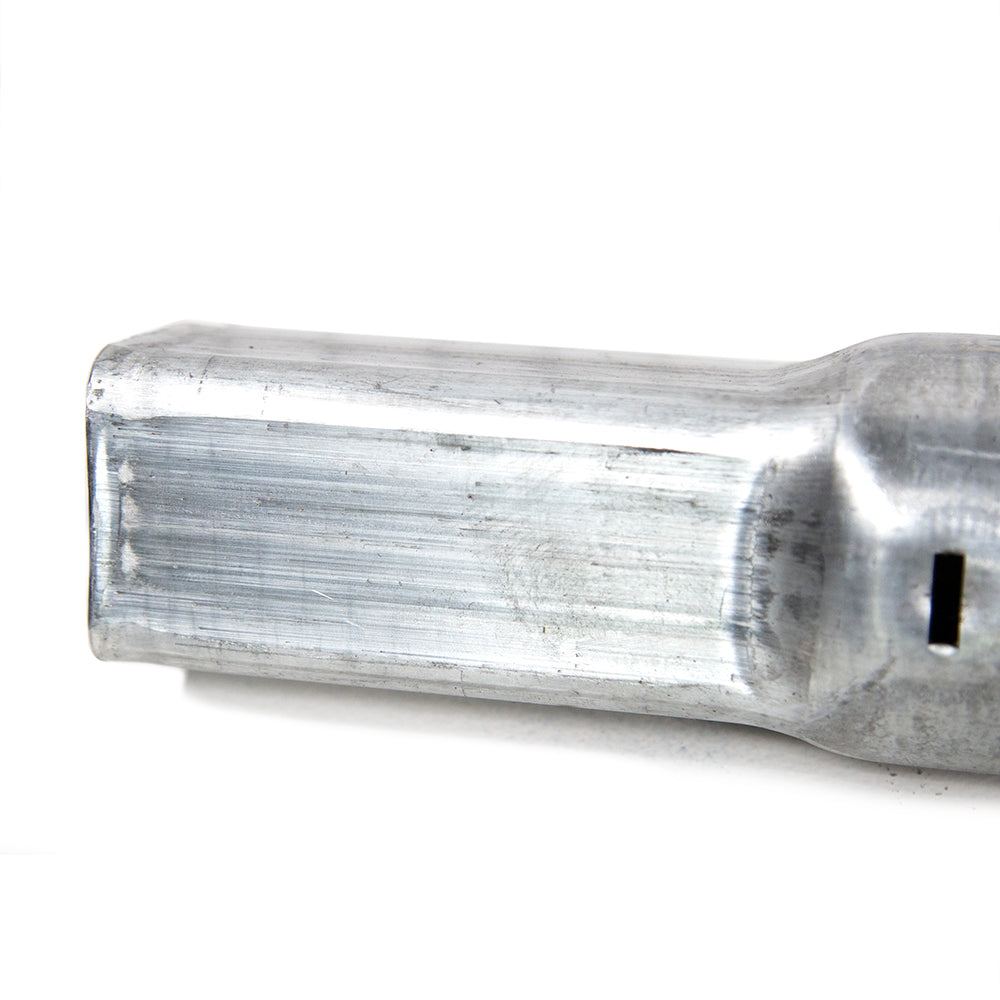 Squared end of main frame corner tube.