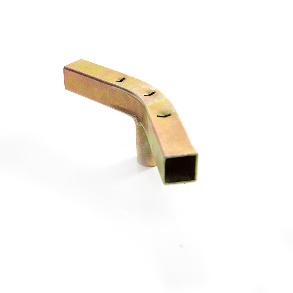 Trampoline T-joint made of rust-resistant galvanized steel.