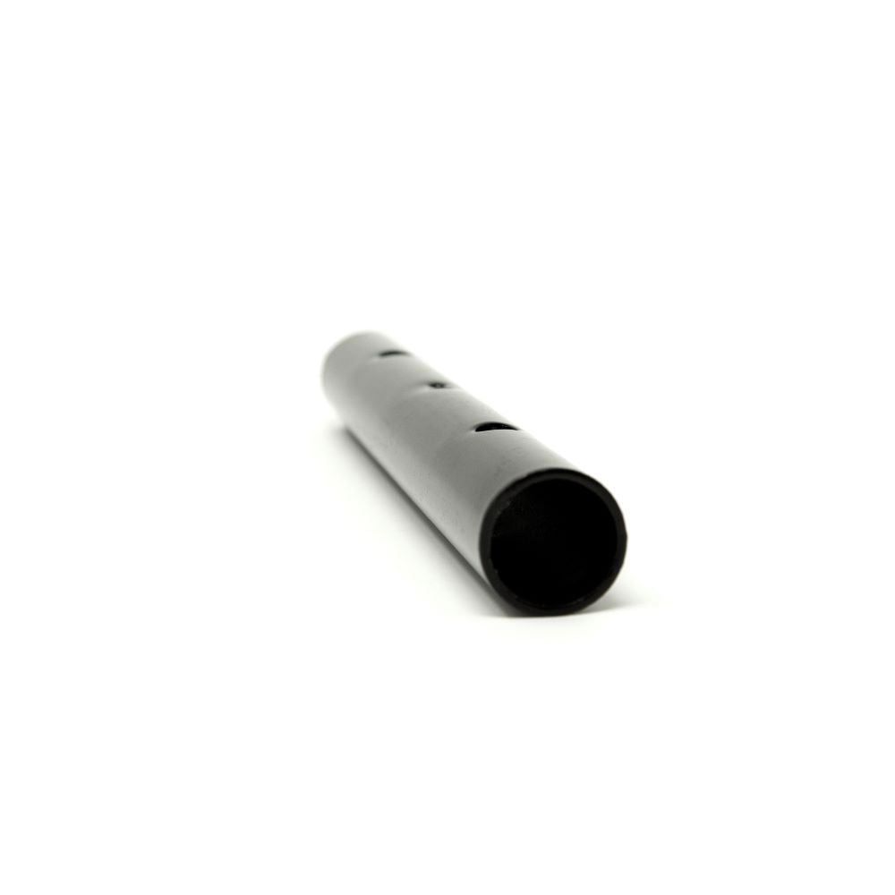 Flex rod connector made from black powder-coated steel.
