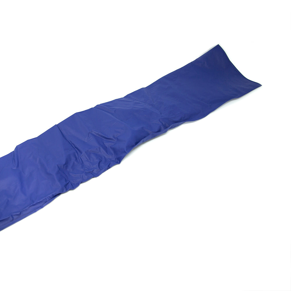 Blue short vinyl sleeve unfolded.