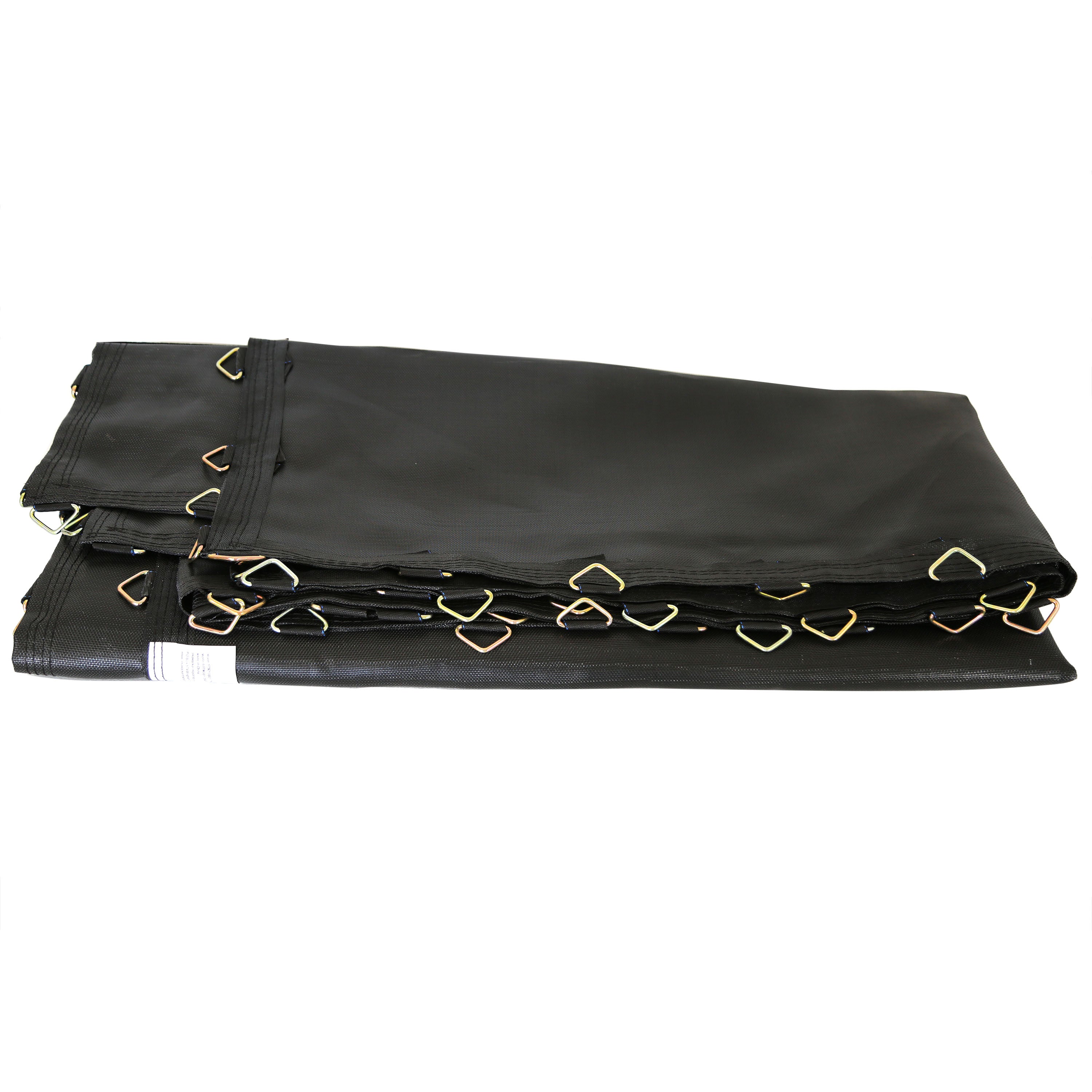 Black jump mat designed for 8-foot by 14-foot rectangle trampolines.