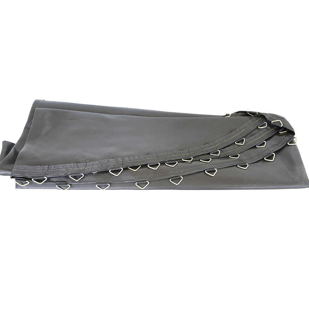 Black, polypropylene jump mat designed to fit some 14-foot trampolines.
