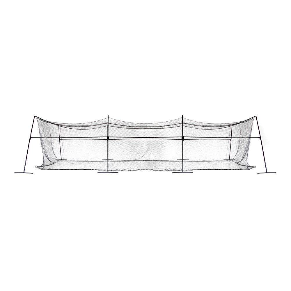 Skywalker Sports 40-foot-long batting cage with black frame and black netting.
