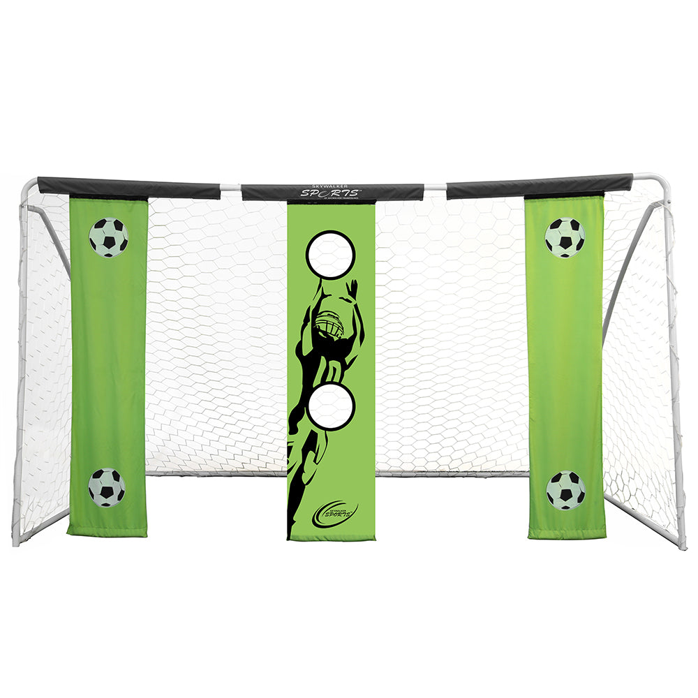 The Soccer Goal comes with a bonus green targeting banner with a football player printed on it.