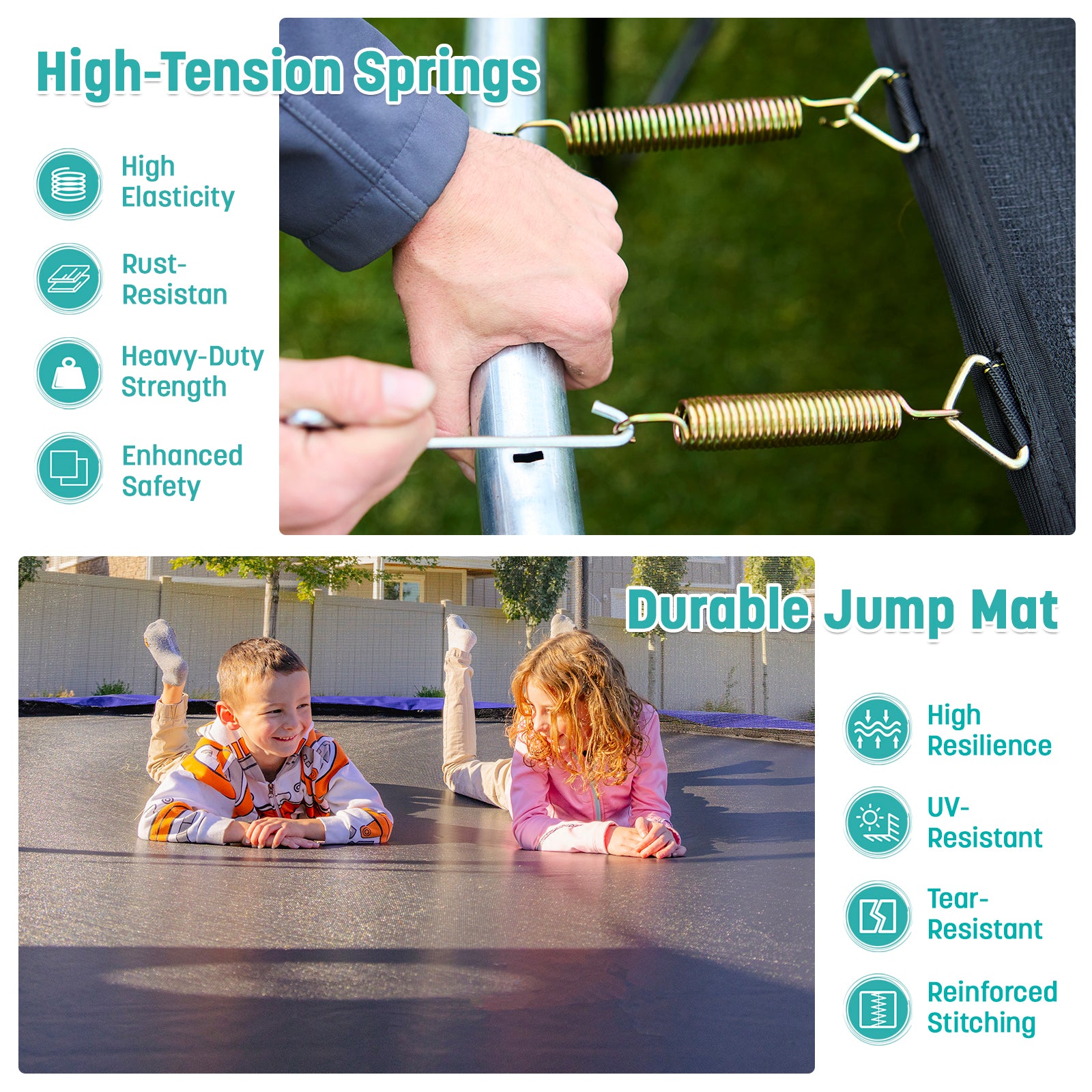 15' x 9' Rectangle Trampoline - Blue