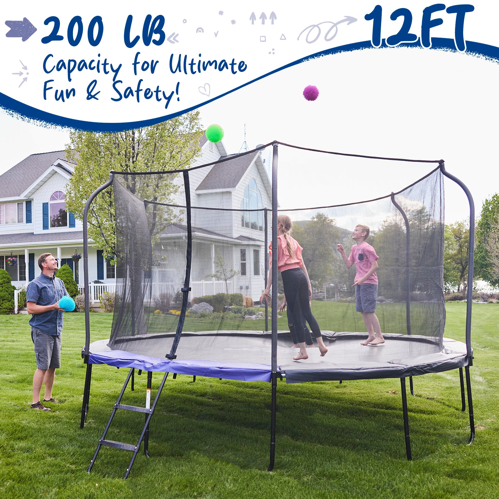 123Jump Round Trampoline with Ladder