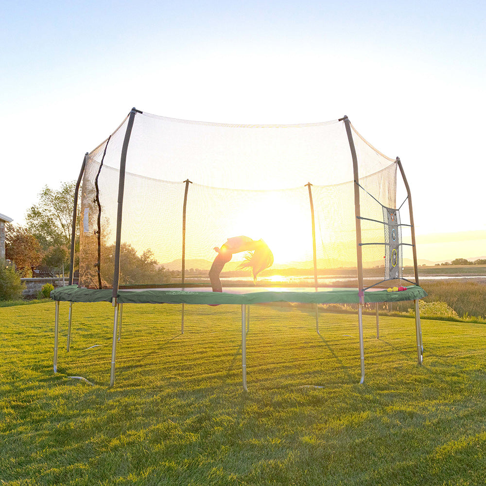 17' Oval with Enclosure Net and Triple Toss Game - Green