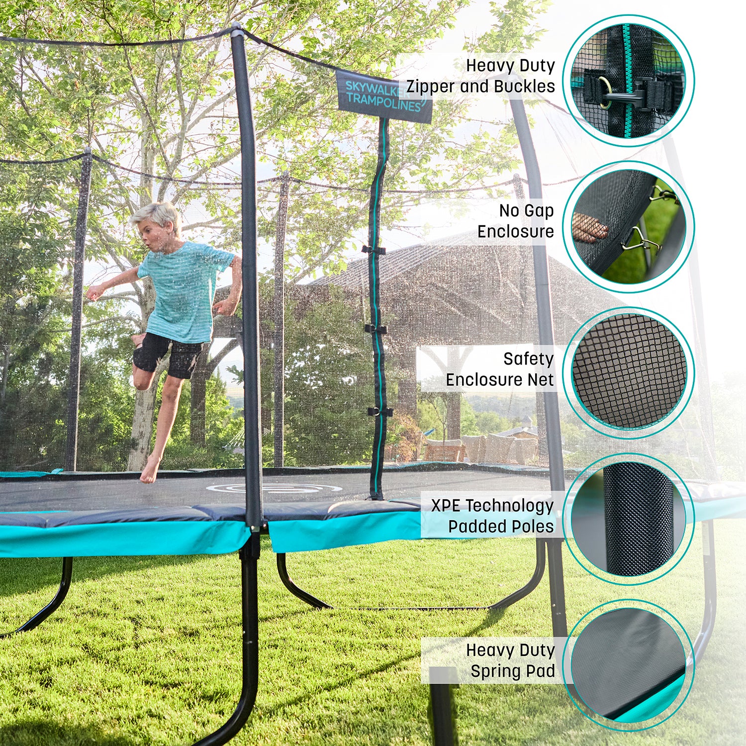 Signature Series 15'x9' Rectangle Outdoor Trampoline with Enclosure