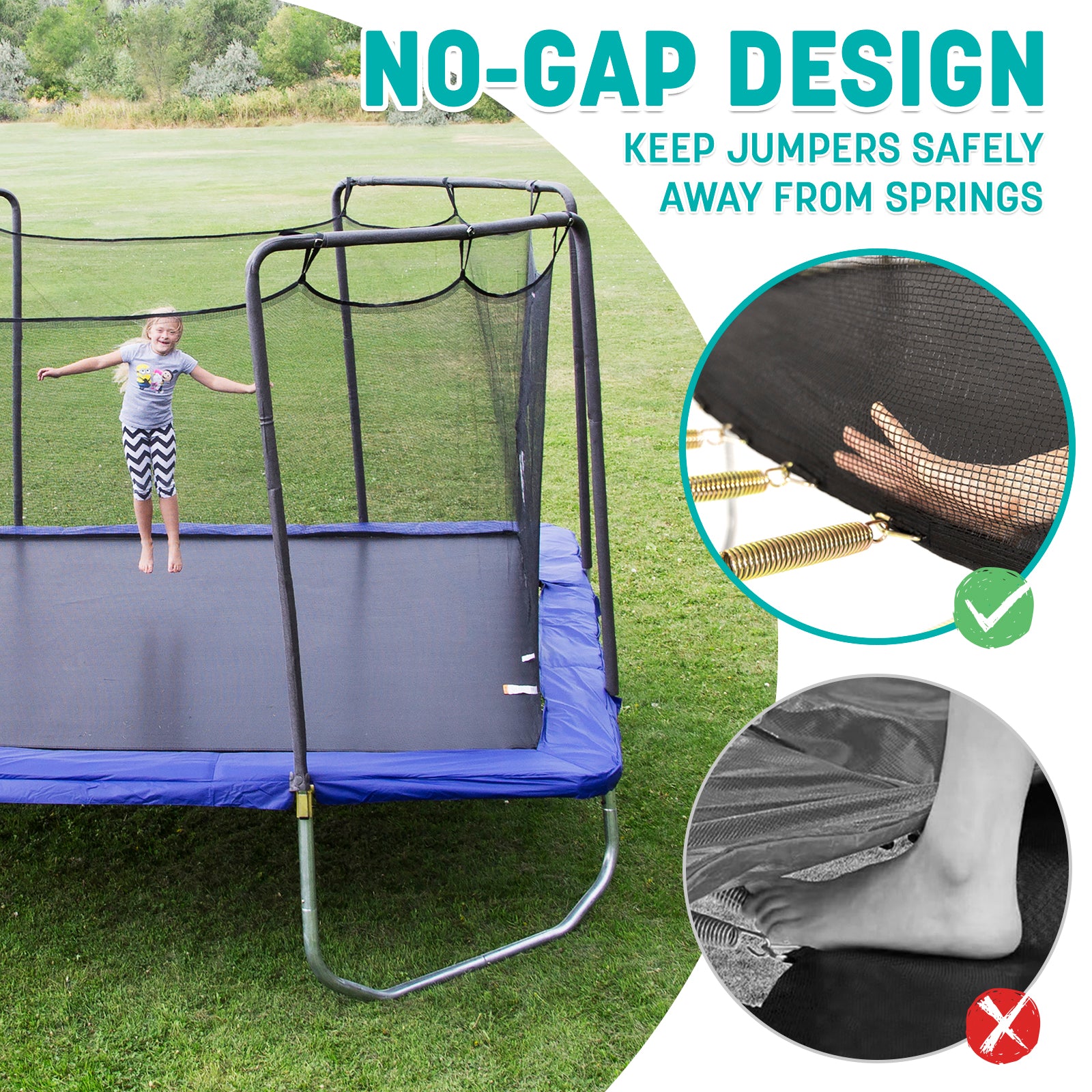 15' Square Trampoline - Blue