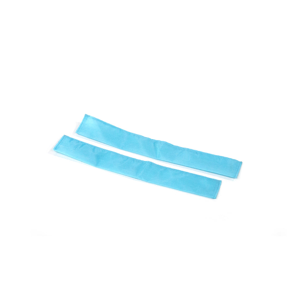 Light blue handrail sleeves for 40-inch mini trampoline. 