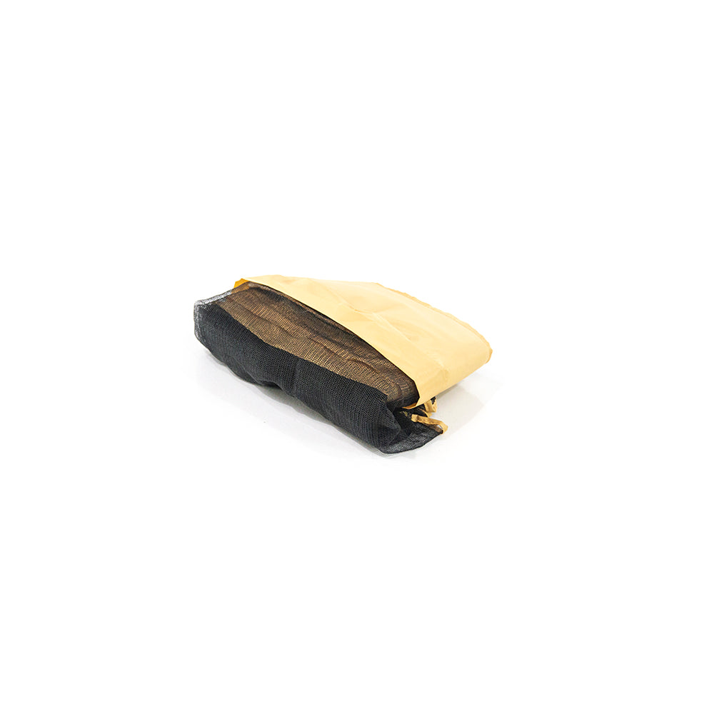 48-inch yellowish-tan mini trampoline pad with black lower net. 