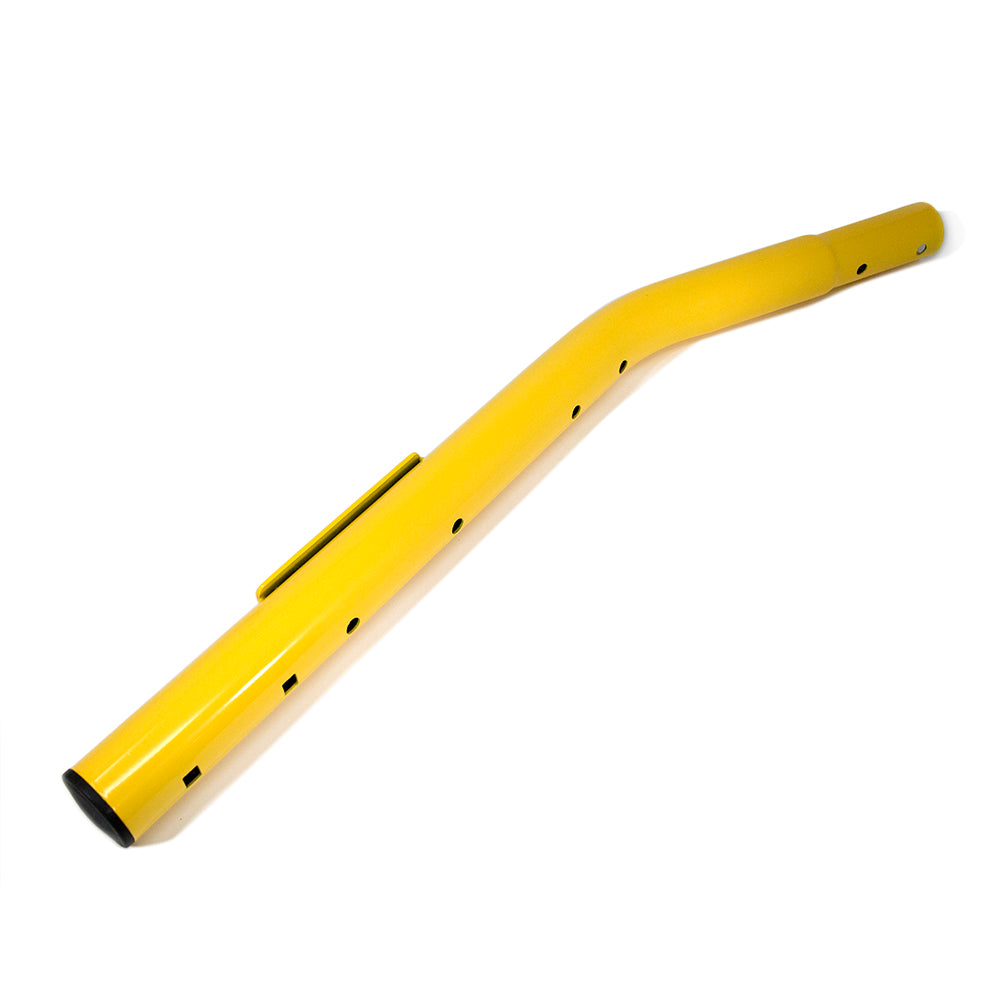 The seat pole is made from yellow powder-coated steel.