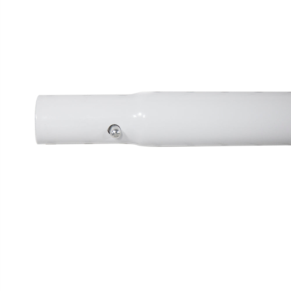 The front bottom corner tube is crafted from powder-coated steel. 