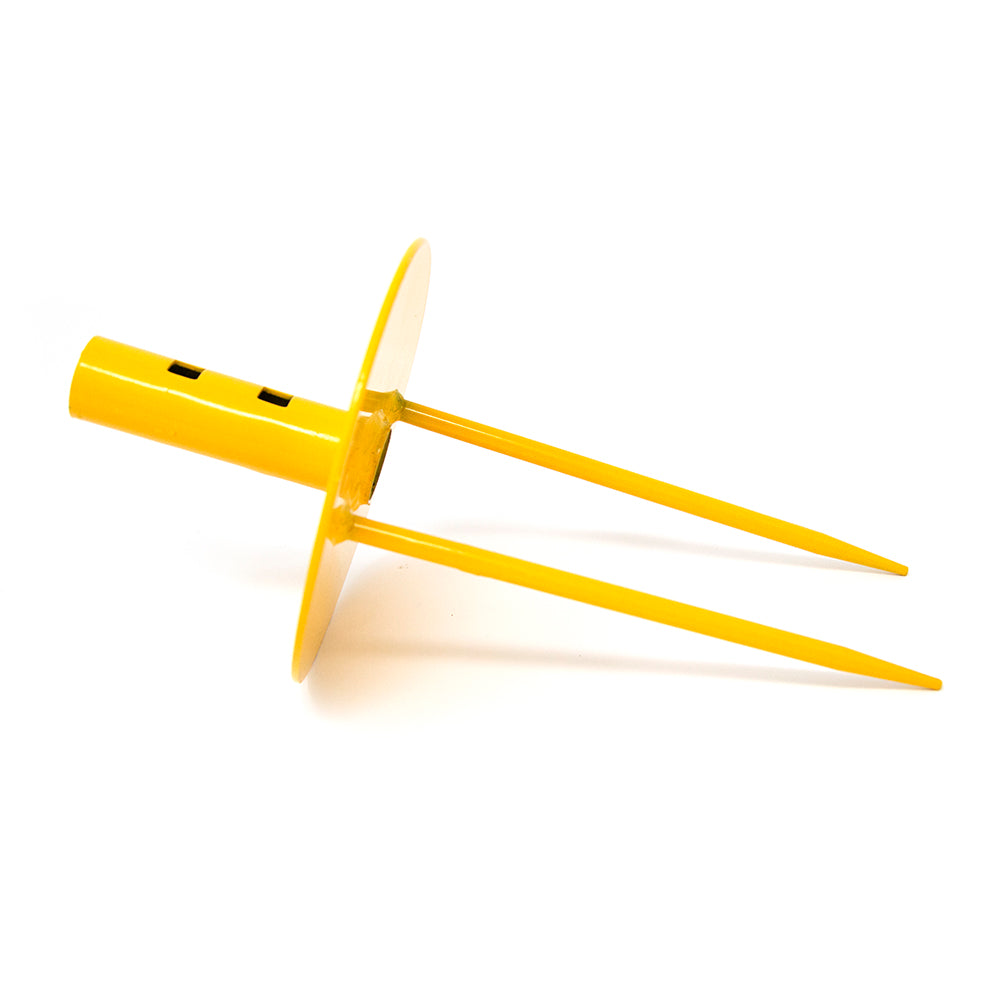 Large yellow ground stake. 