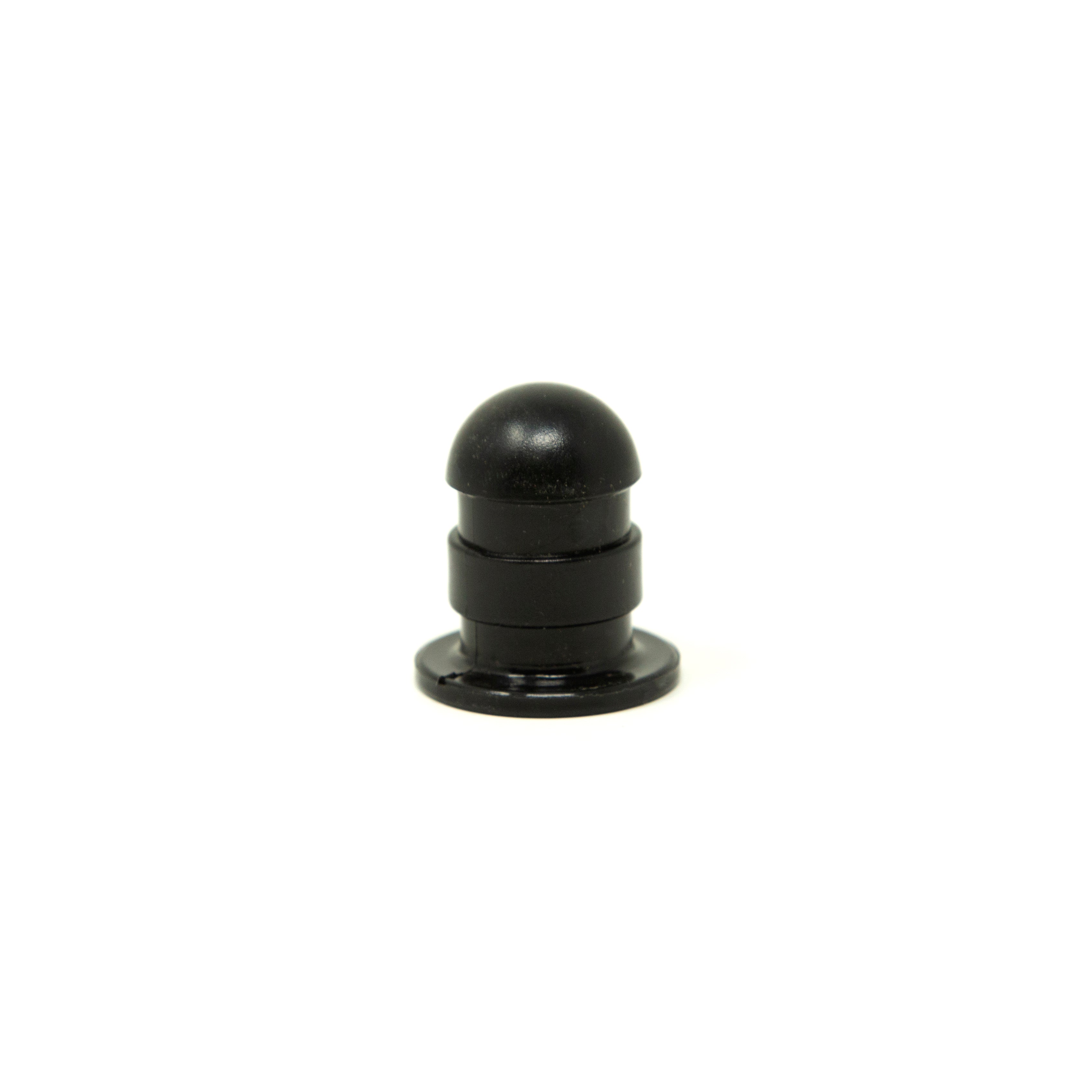 Black pole cap designed for mini trampoline. 