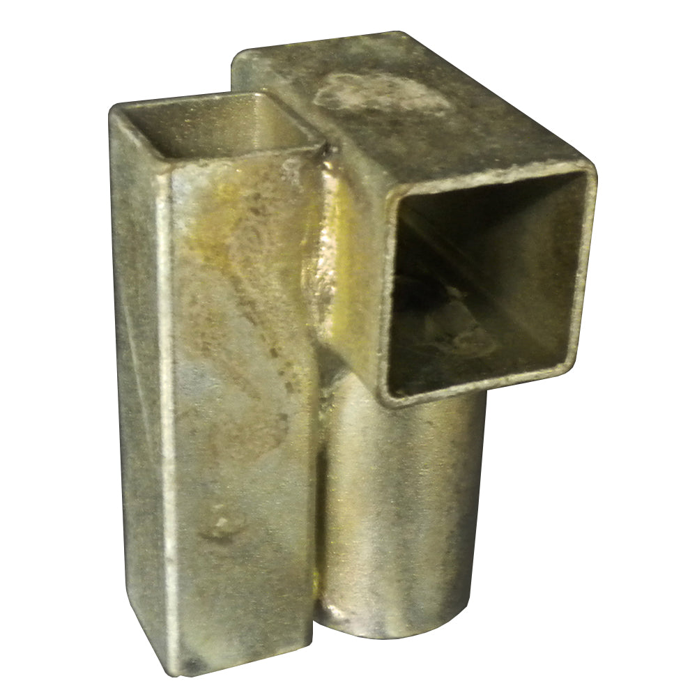 Galvanized steel T-socket designed for 8-foot trampoline. 