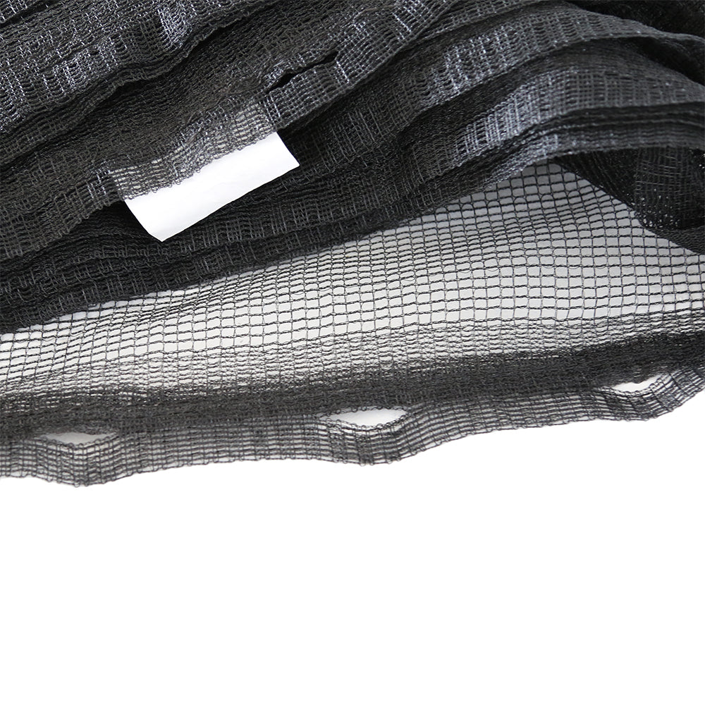 Buttonholes line the edges of the 14-foot square enclosure net. 