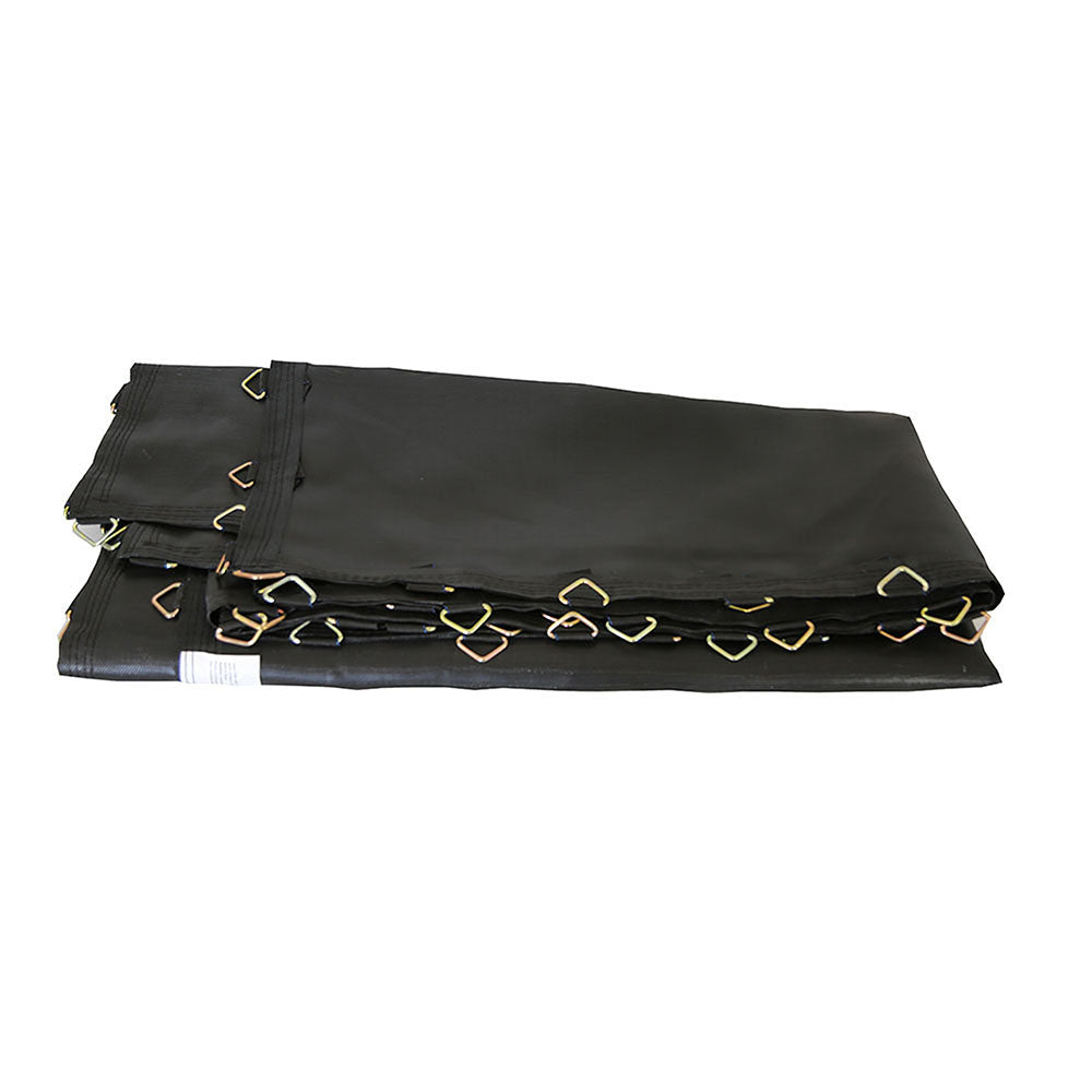 The black jump mat is designed for 9-foot by 15-foot rectangle trampolines. 